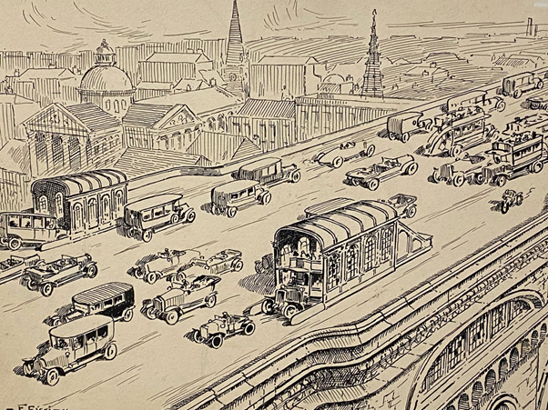 Illustration from Motopia: A Study in The Urban Landscape by Geoffrey Jellicoe