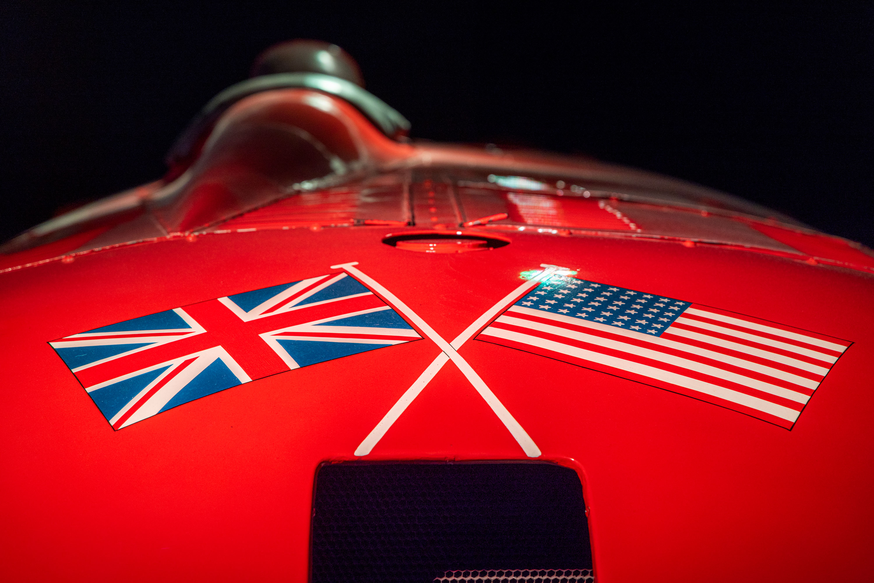Great Britain and USA Flags on the Sunbeam 1000hp